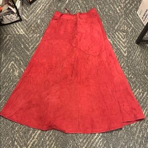 Roberto Cavalli Vibrant Red A-Line Skirt. 100% leather suede. Heavy staining!